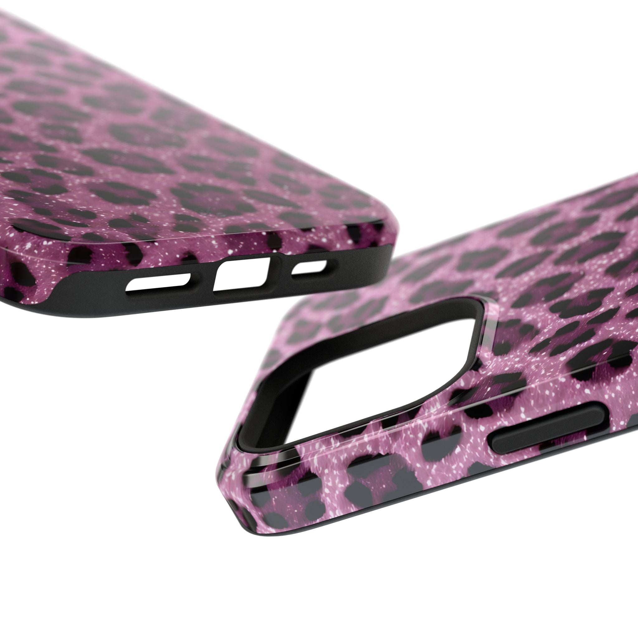 Pink Leopard Impact-Resistant Phone Case — Glitter Animal Print Protective Cover
