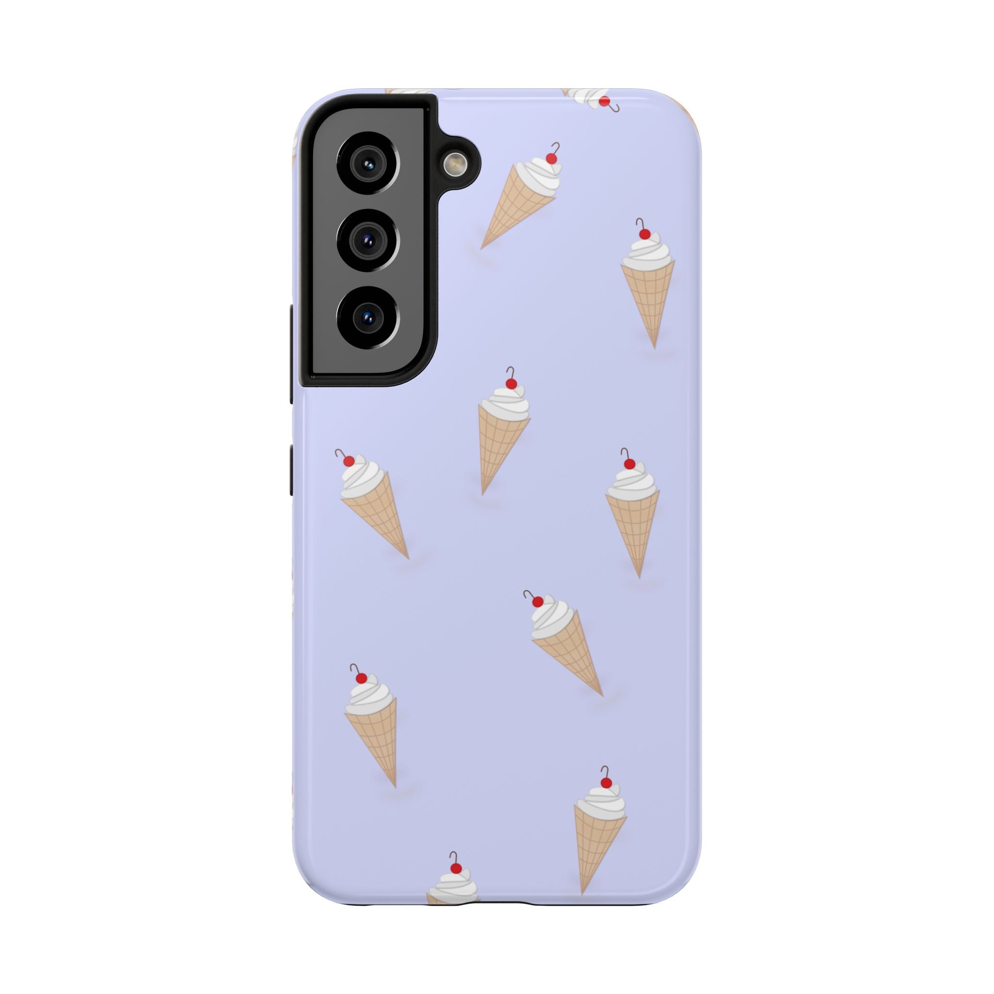 Ice Cream Cone Pattern Tough Phone Case — Pastel Lavender Protective Phone Cover