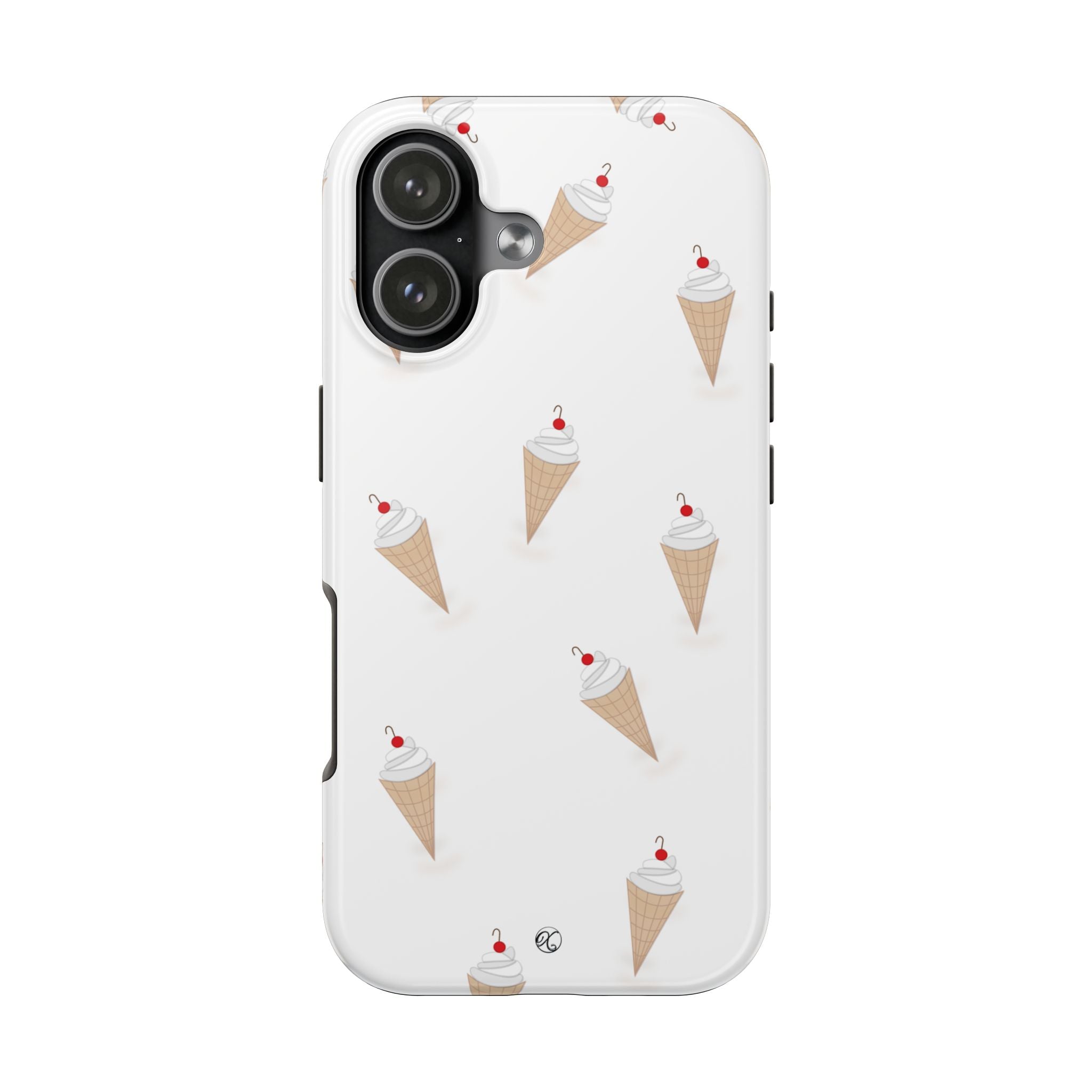 Ice Cream Cone Tough Phone Case — Cute Cherry Sundae Pattern Protective Phone Cover