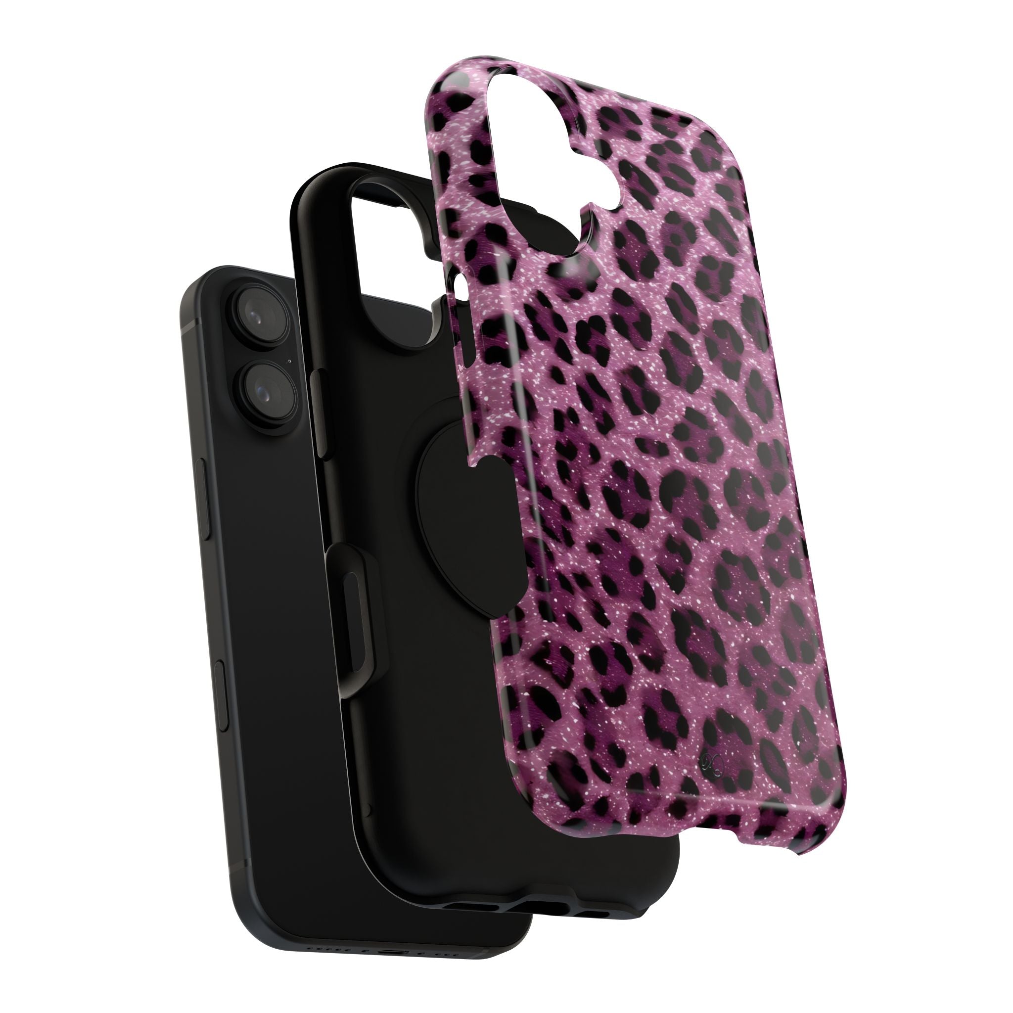Pink Leopard Impact-Resistant Phone Case — Glitter Animal Print Protective Cover