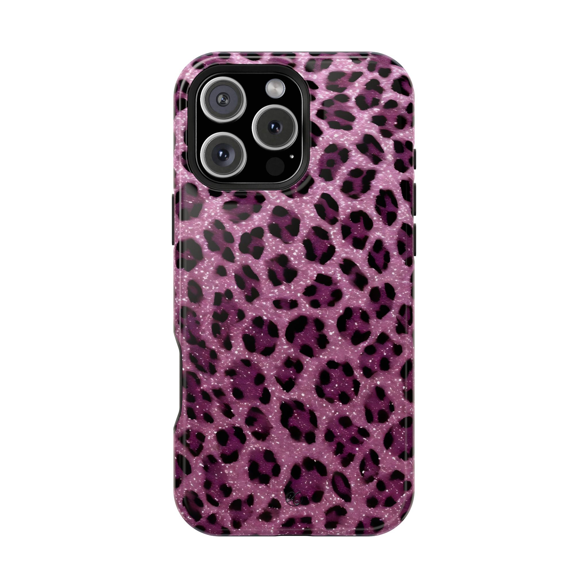 Pink Leopard Impact-Resistant Phone Case — Glitter Animal Print Protective Cover