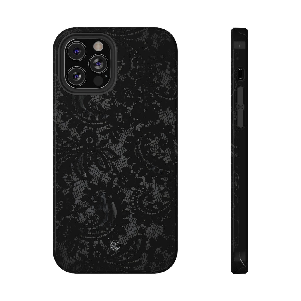 Black Lace Impact-Resistant Phone Case — Slim Protective iPhone Cover