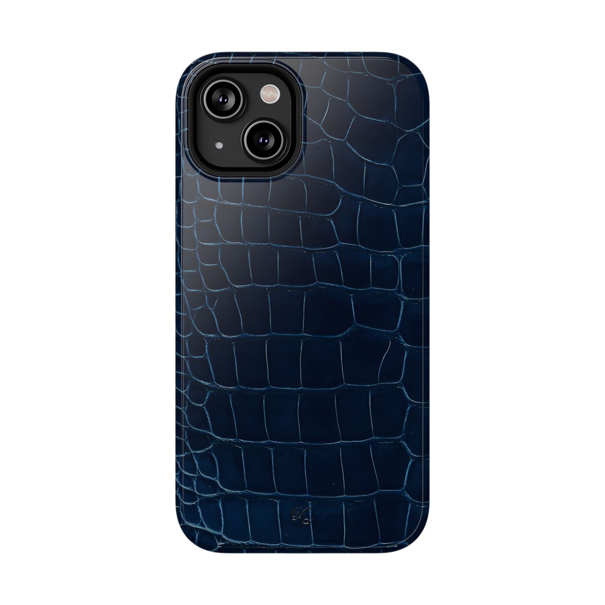 Croc-Embossed Impact-Resistant Phone Case – Navy Protective Cover