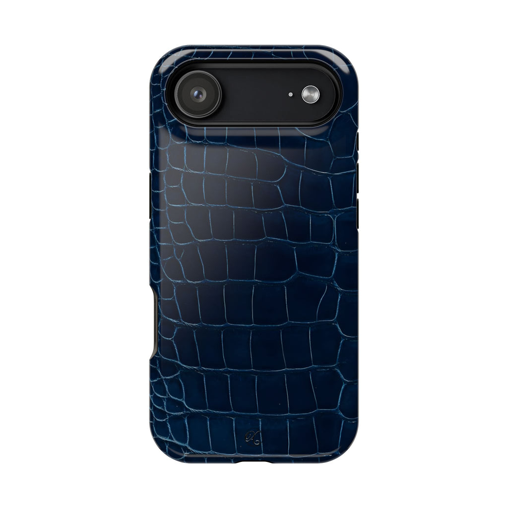 Croc-Embossed Impact-Resistant Phone Case – Navy Protective Cover