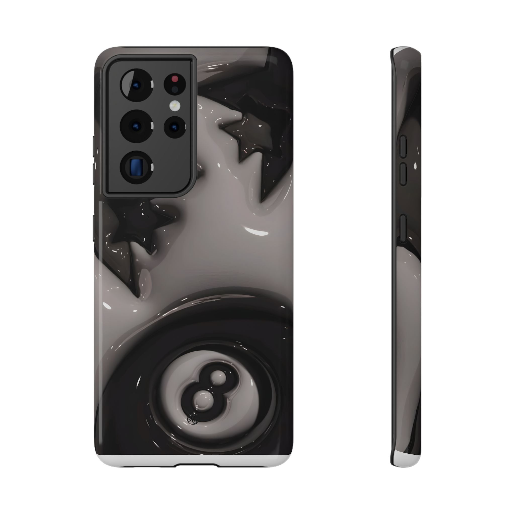 Black 8-Ball & Stars Impact-Resistant Phone Case — Protective iPhone Cover