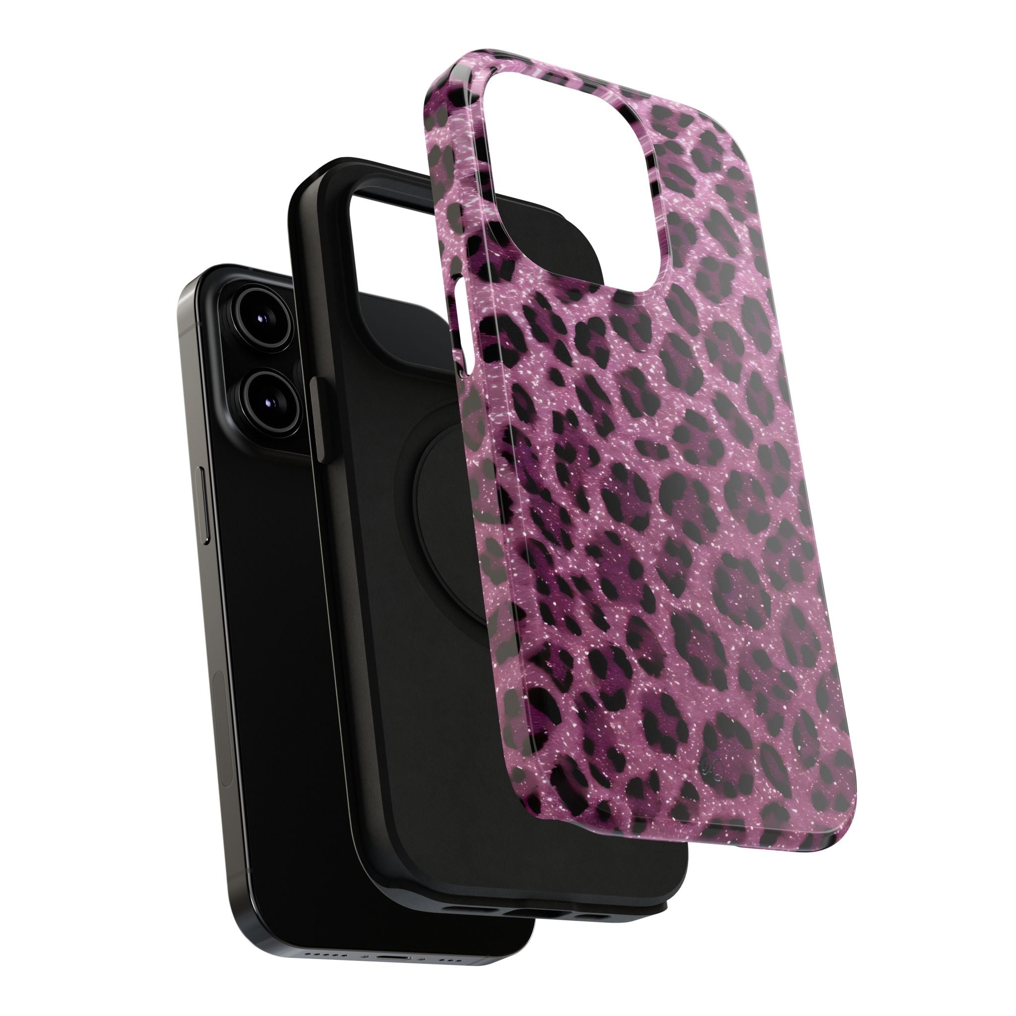 Pink Leopard Impact-Resistant Phone Case — Glitter Animal Print Protective Cover