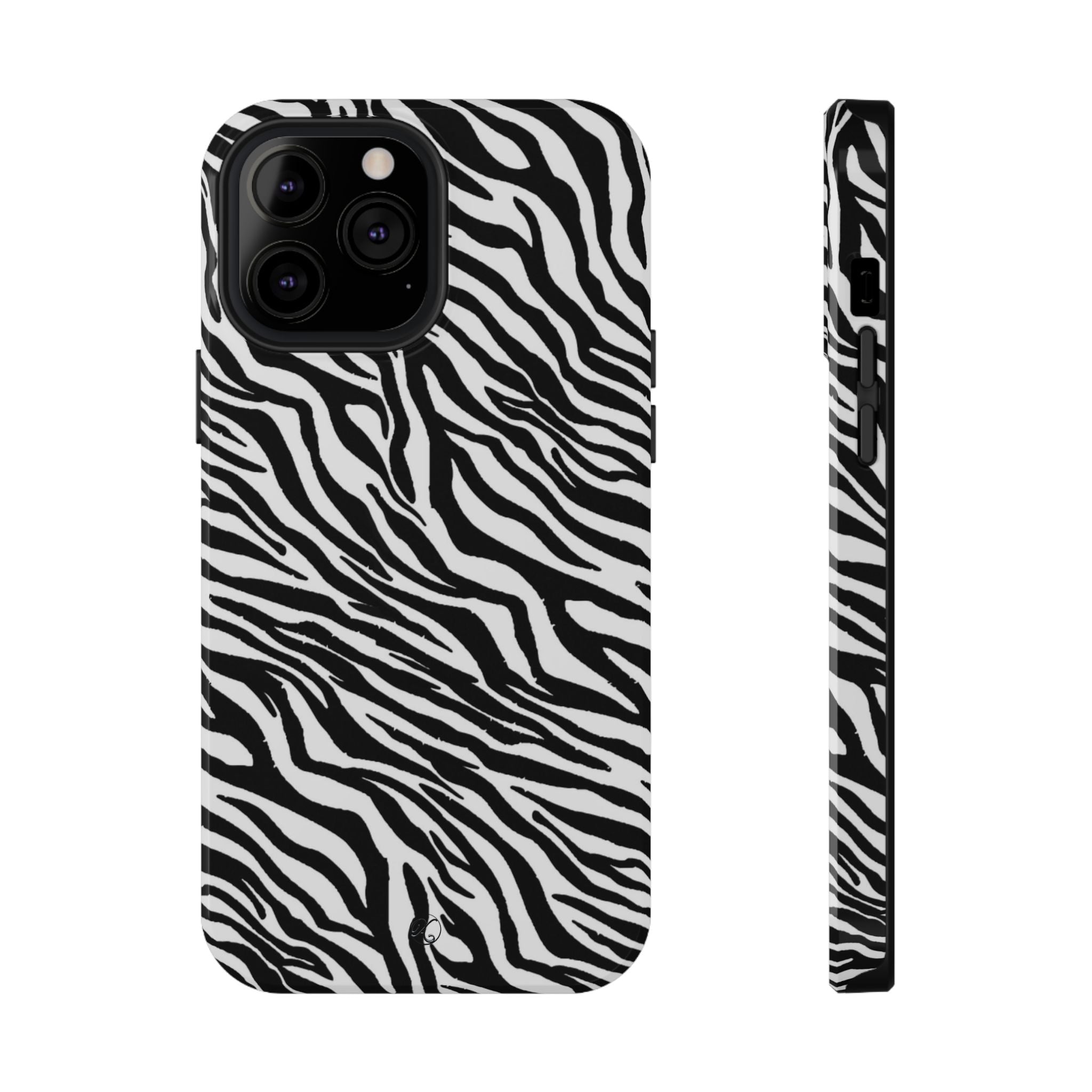 Zebra Print Impact-Resistant Phone Case — Black & White Safari Design