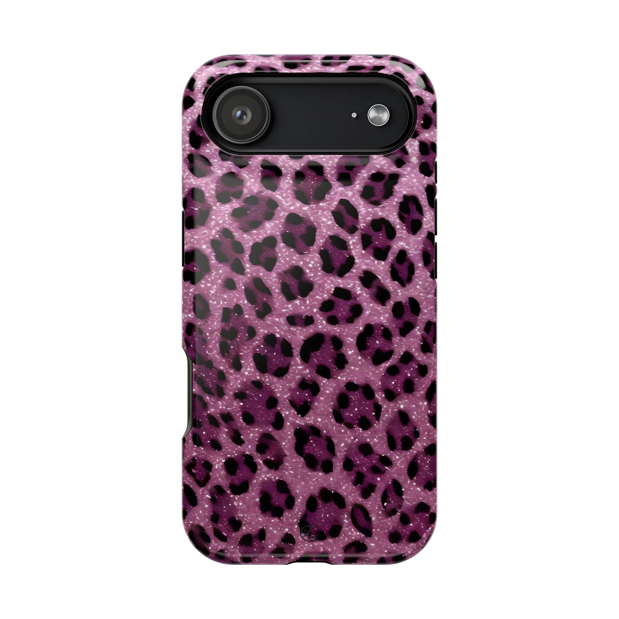 Pink Leopard Impact-Resistant Phone Case — Glitter Animal Print Protective Cover
