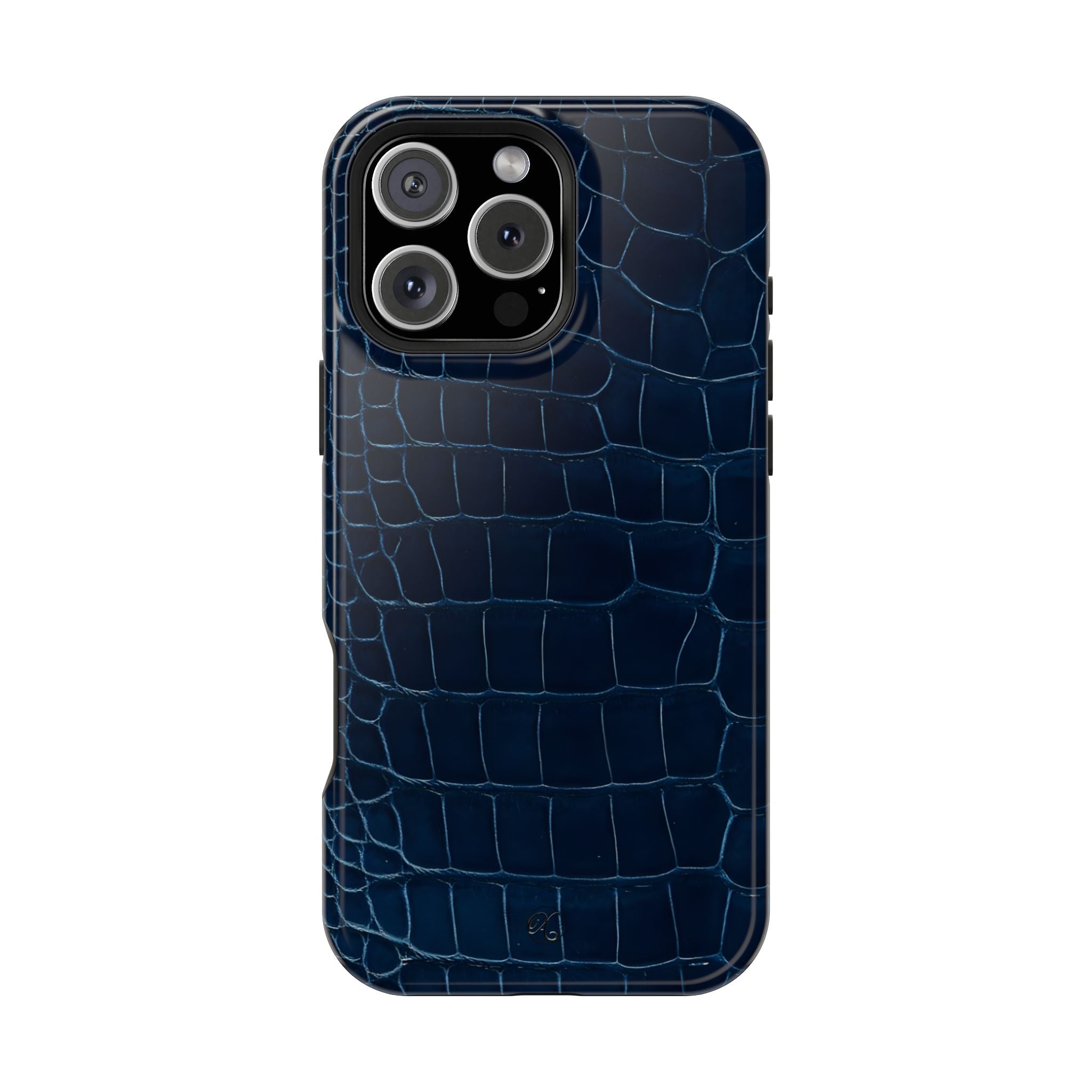 Croc-Embossed Impact-Resistant Phone Case – Navy Protective Cover