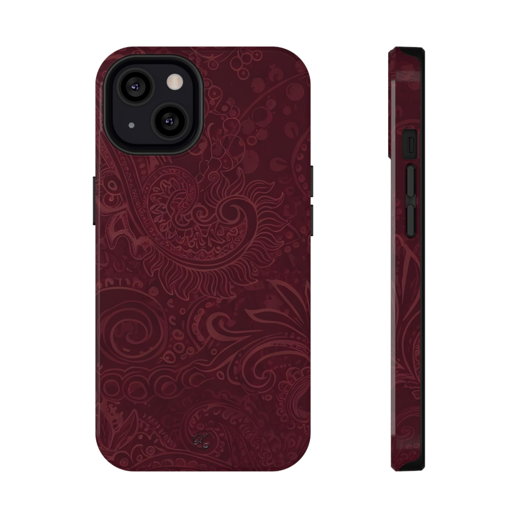 Burgundy Paisley Impact-Resistant Phone Case