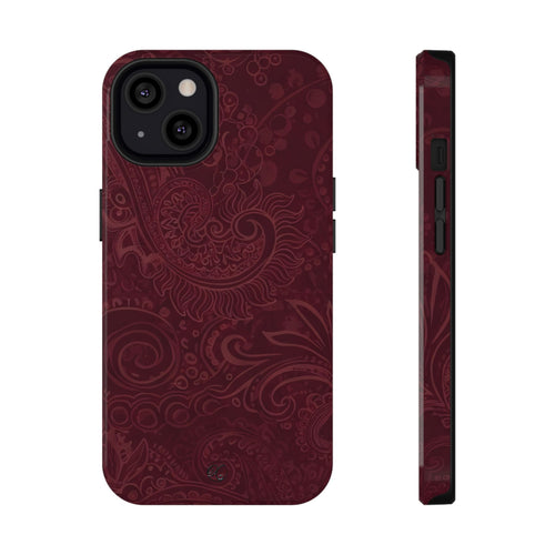 Burgundy Paisley Impact-Resistant Phone Case