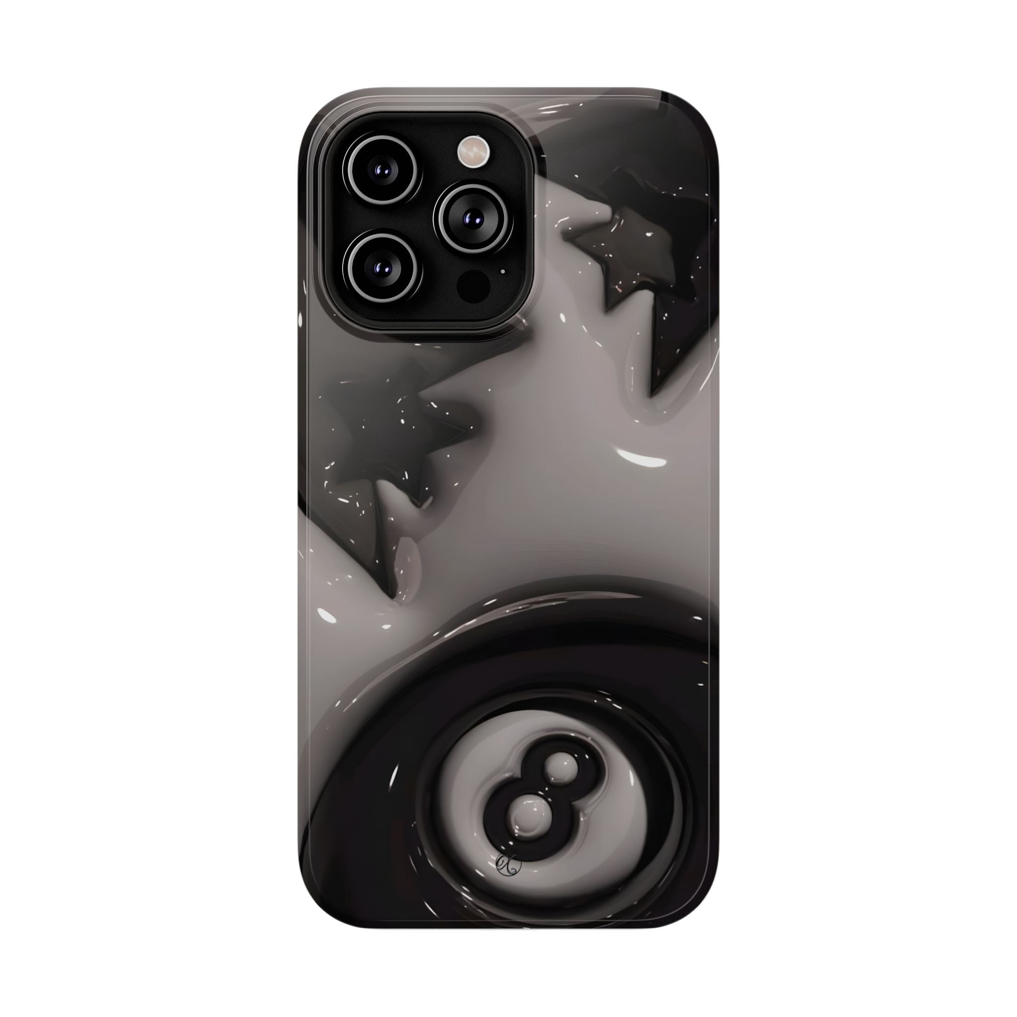 Black 8-Ball & Stars Impact-Resistant Phone Case — Protective iPhone Cover