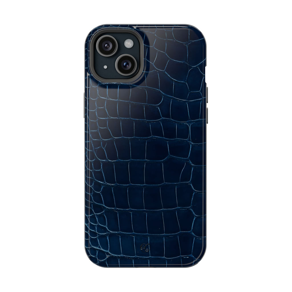 Croc-Embossed Impact-Resistant Phone Case – Navy Protective Cover