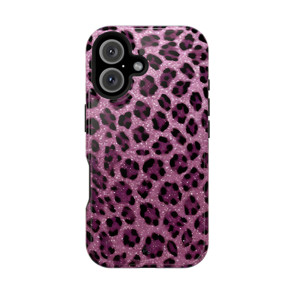 Pink Leopard Impact-Resistant Phone Case — Glitter Animal Print Protective Cover