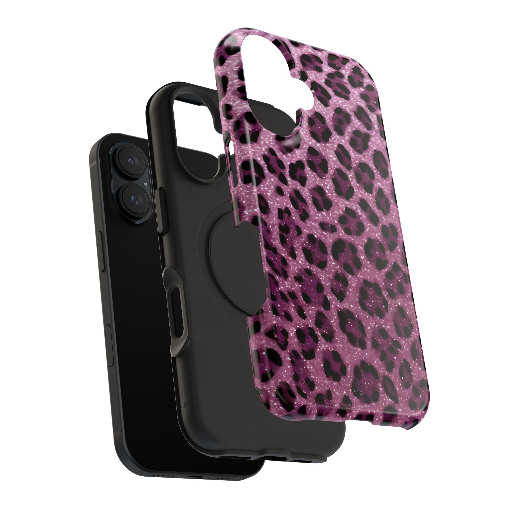 Pink Leopard Impact-Resistant Phone Case — Glitter Animal Print Protective Cover
