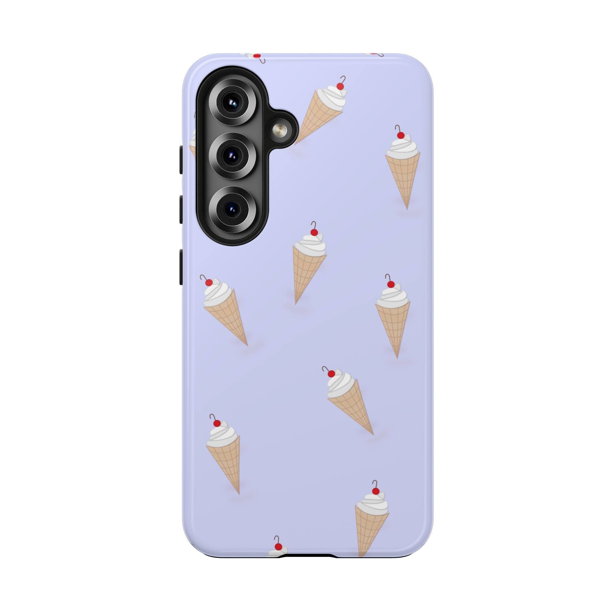 Ice Cream Cone Pattern Tough Phone Case — Pastel Lavender Protective Phone Cover