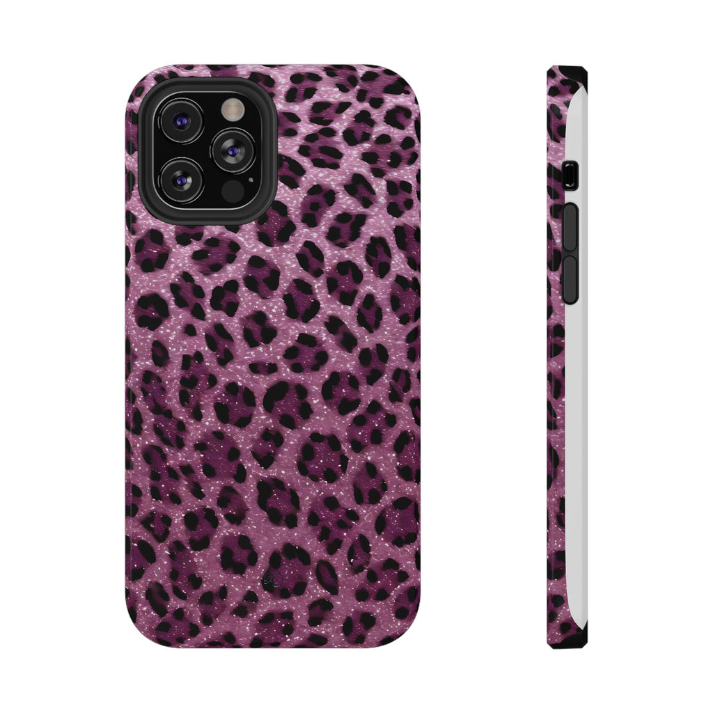 Pink Leopard Impact-Resistant Phone Case — Glitter Animal Print Protective Cover