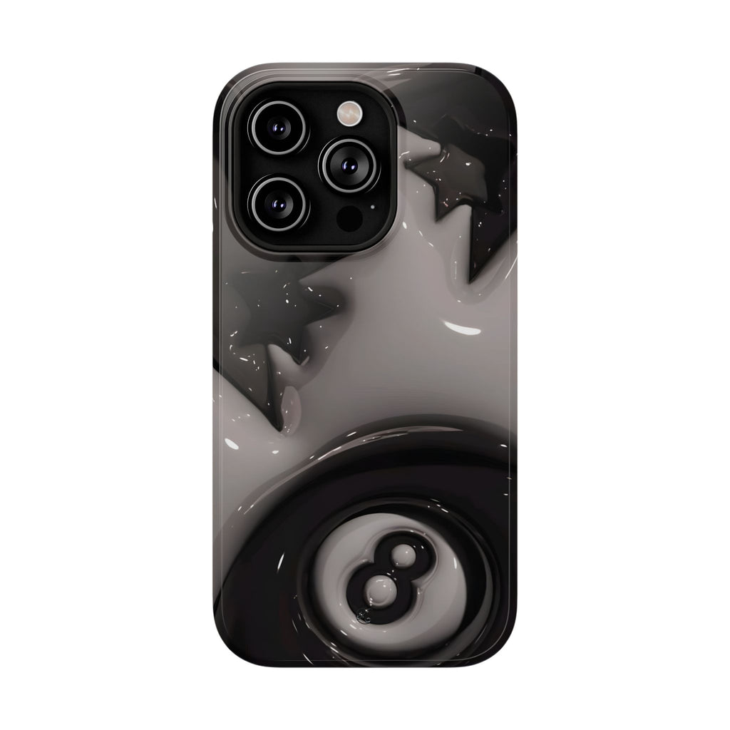 Black 8-Ball & Stars Impact-Resistant Phone Case — Protective iPhone Cover