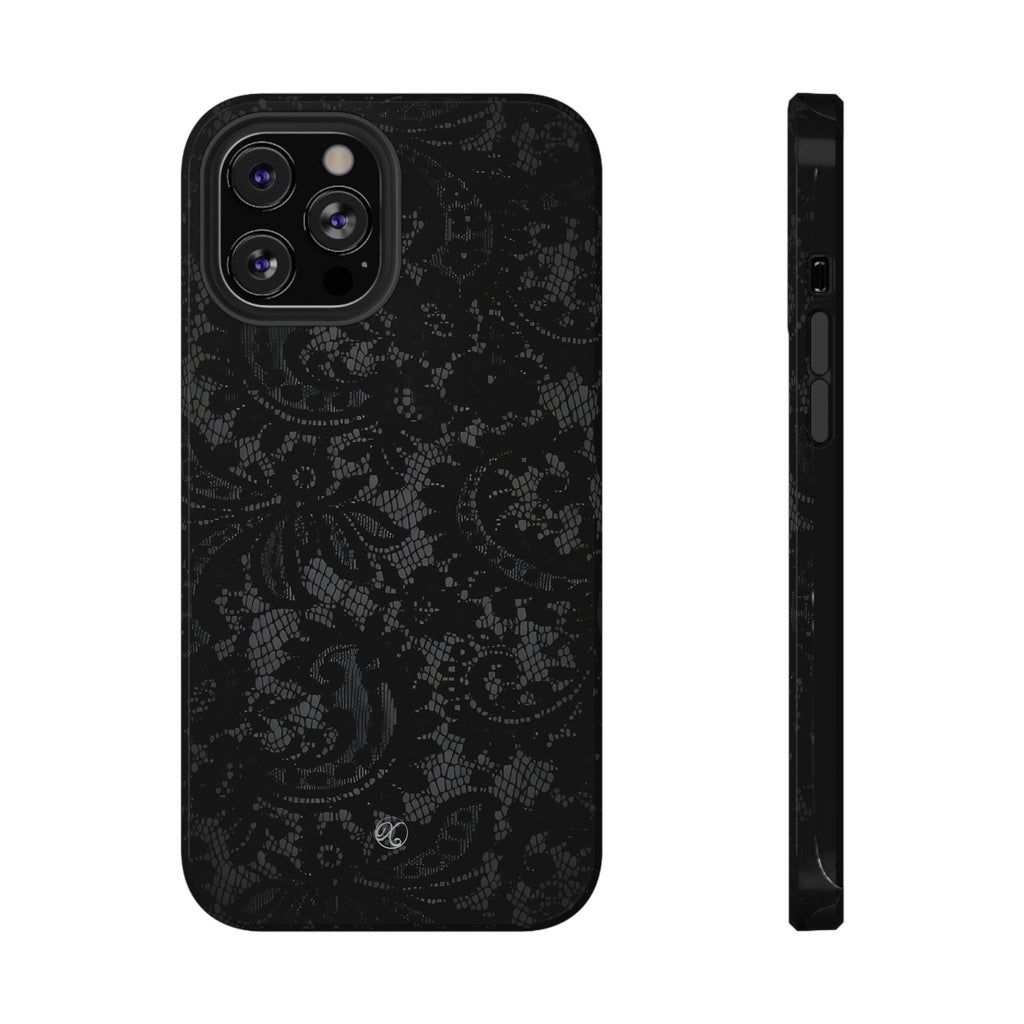 Black Lace Impact-Resistant Phone Case — Slim Protective iPhone Cover