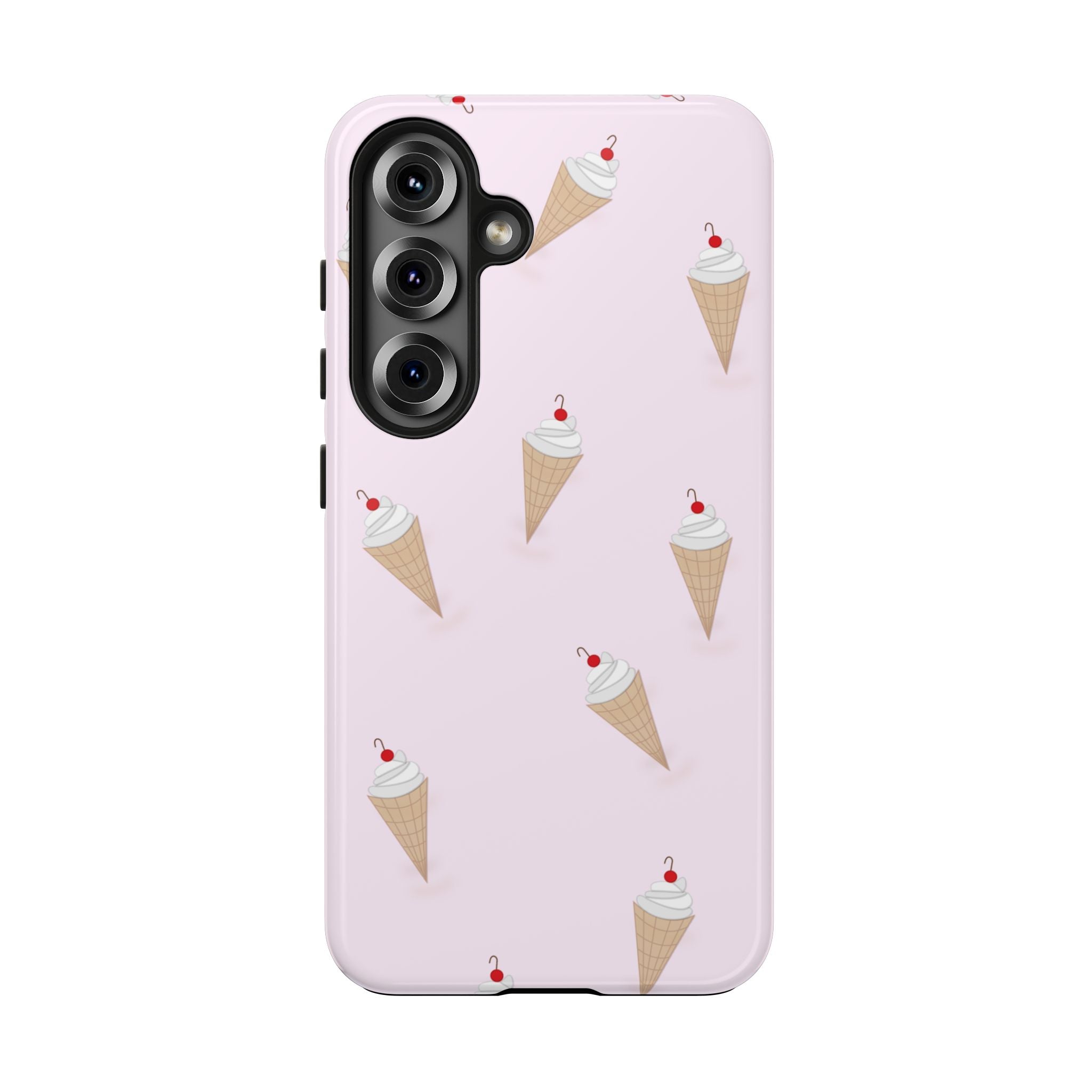 Ice Cream Cone Tough Phone Case — Pastel Pink Patterned Protective Phone Case