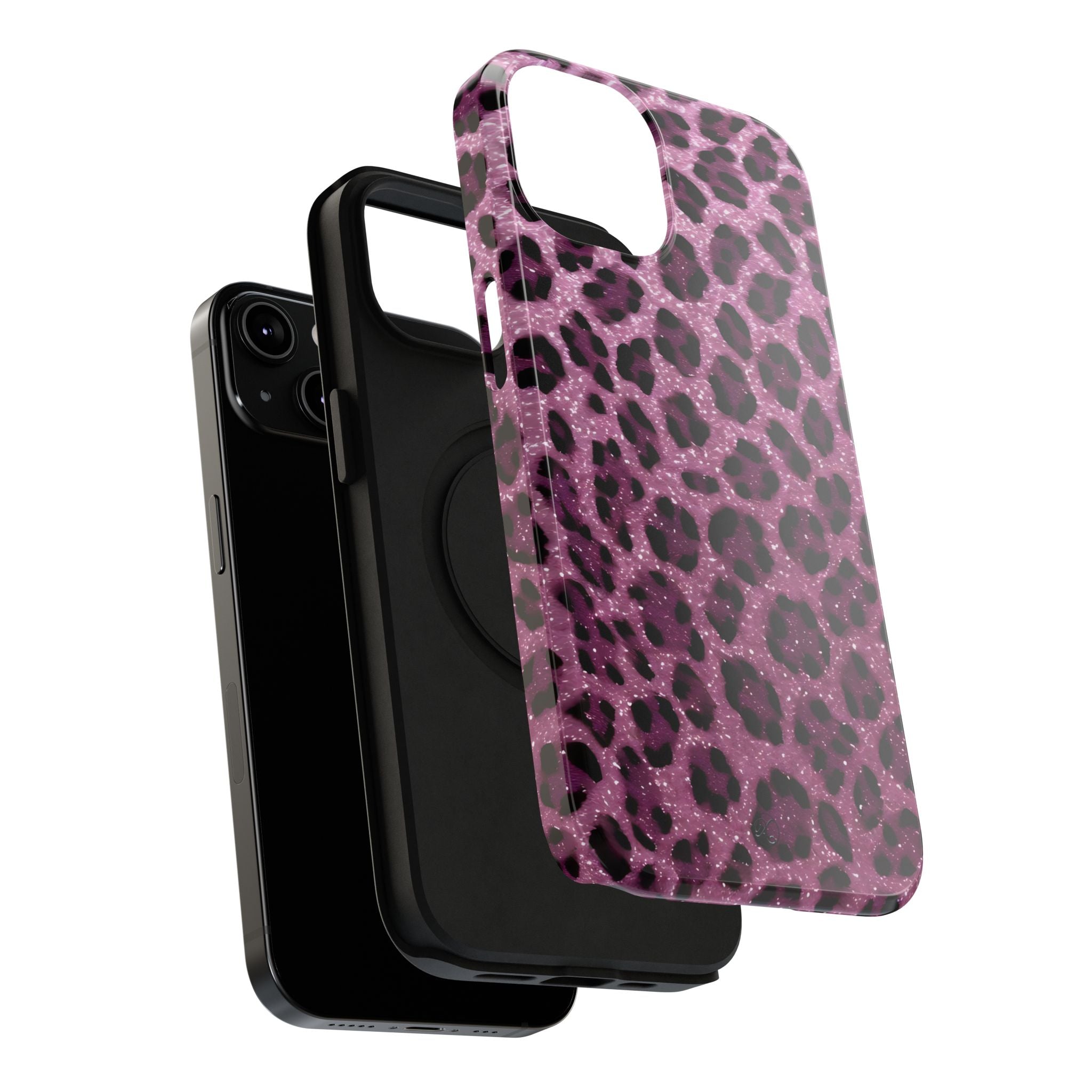 Pink Leopard Impact-Resistant Phone Case — Glitter Animal Print Protective Cover
