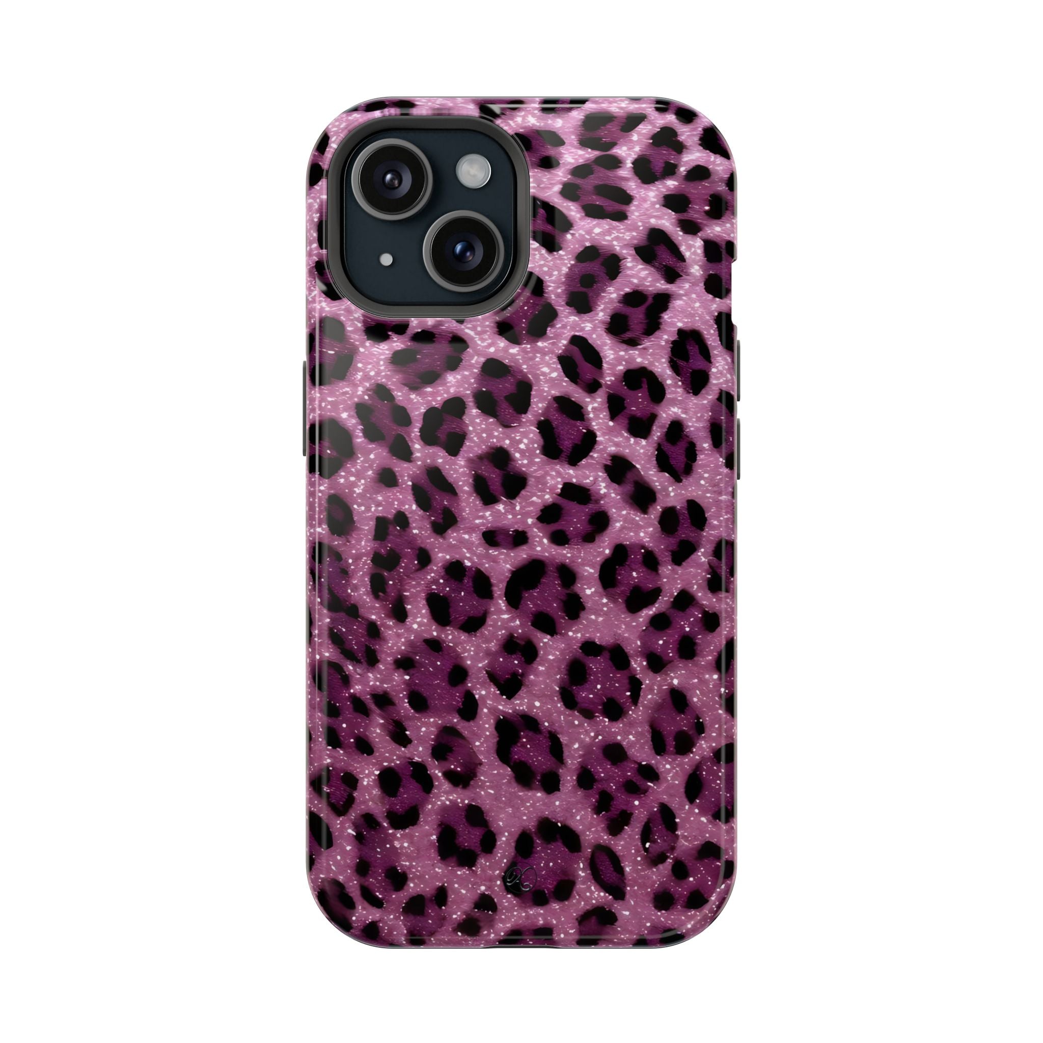 Pink Leopard Impact-Resistant Phone Case — Glitter Animal Print Protective Cover