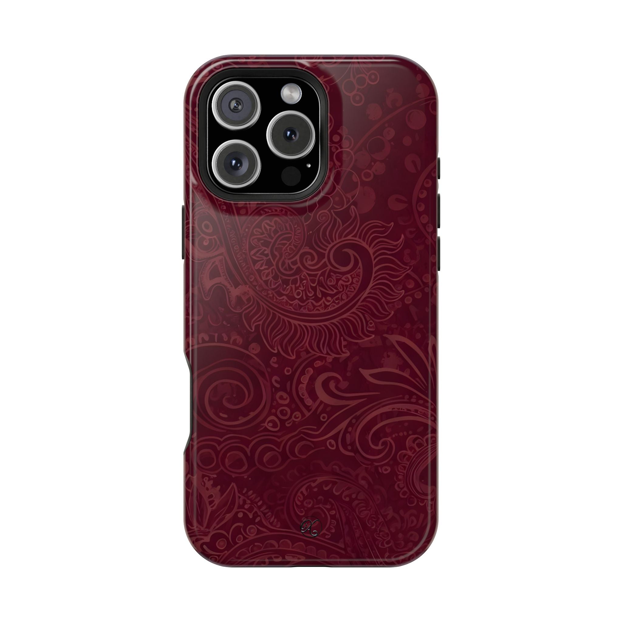 Burgundy Paisley Impact-Resistant Phone Case