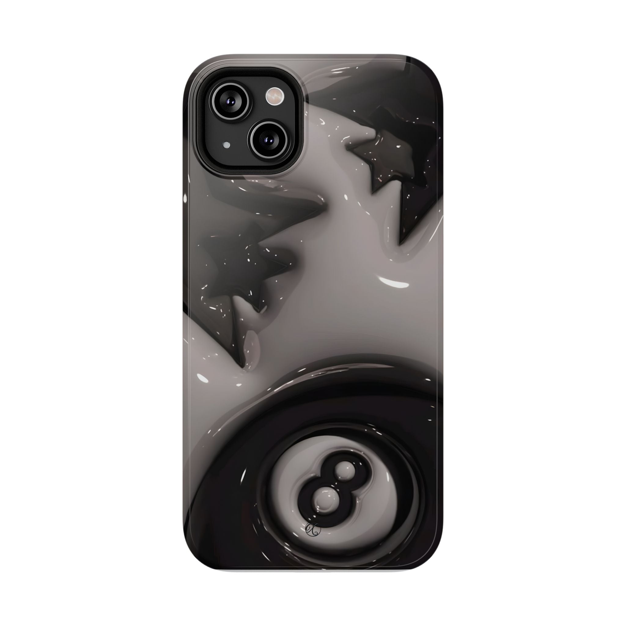 Black 8-Ball & Stars Impact-Resistant Phone Case — Protective iPhone Cover