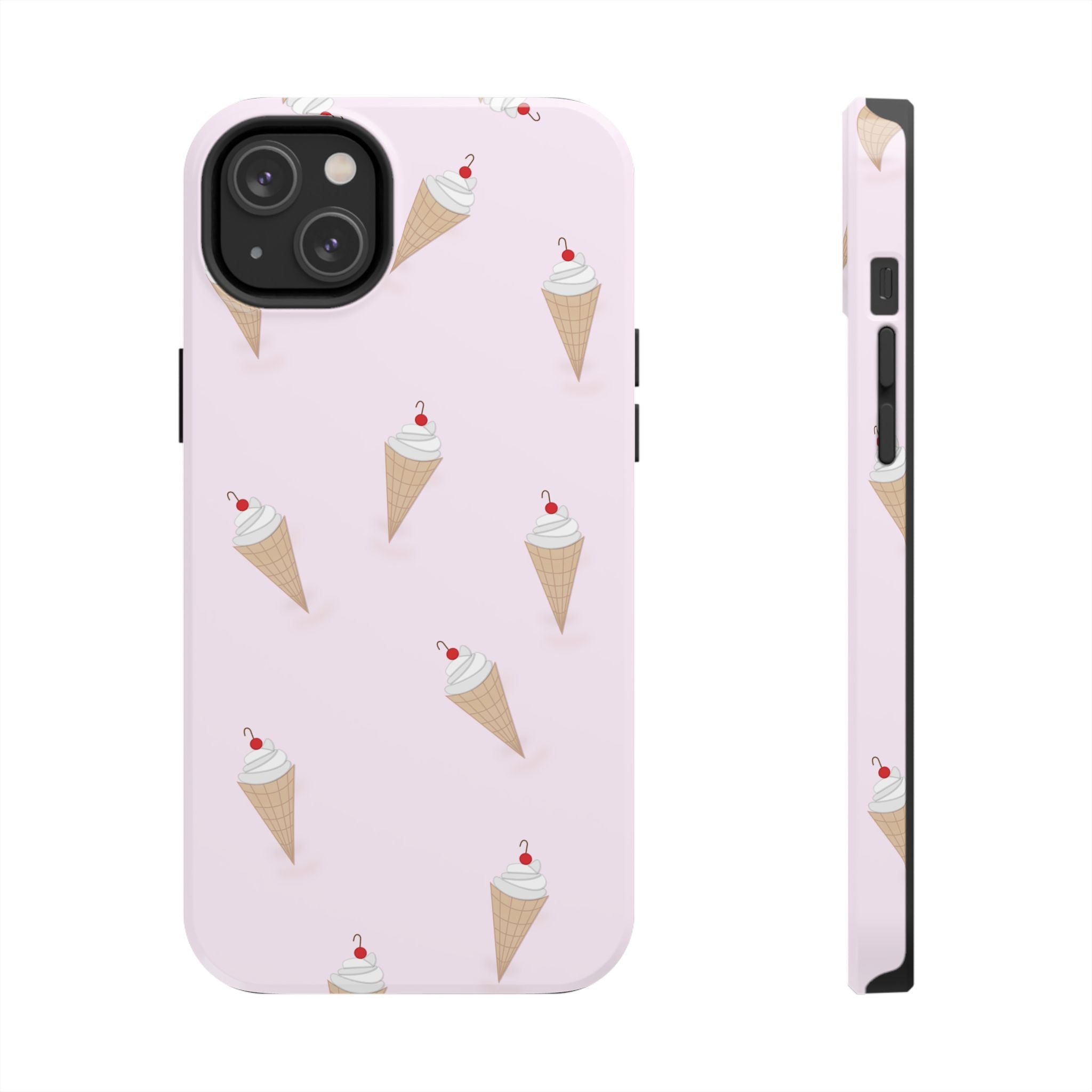 Ice Cream Cone Tough Phone Case — Pastel Pink Patterned Protective Phone Case