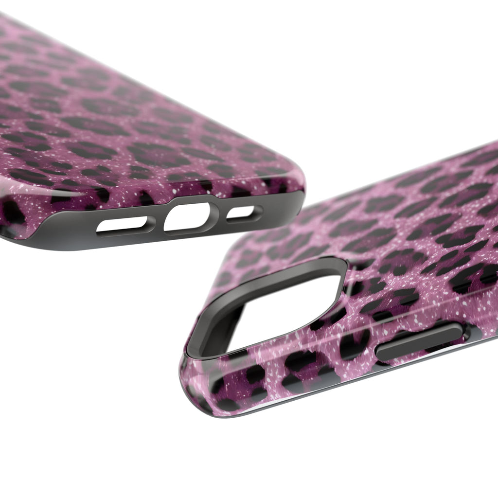 Pink Leopard Impact-Resistant Phone Case — Glitter Animal Print Protective Cover