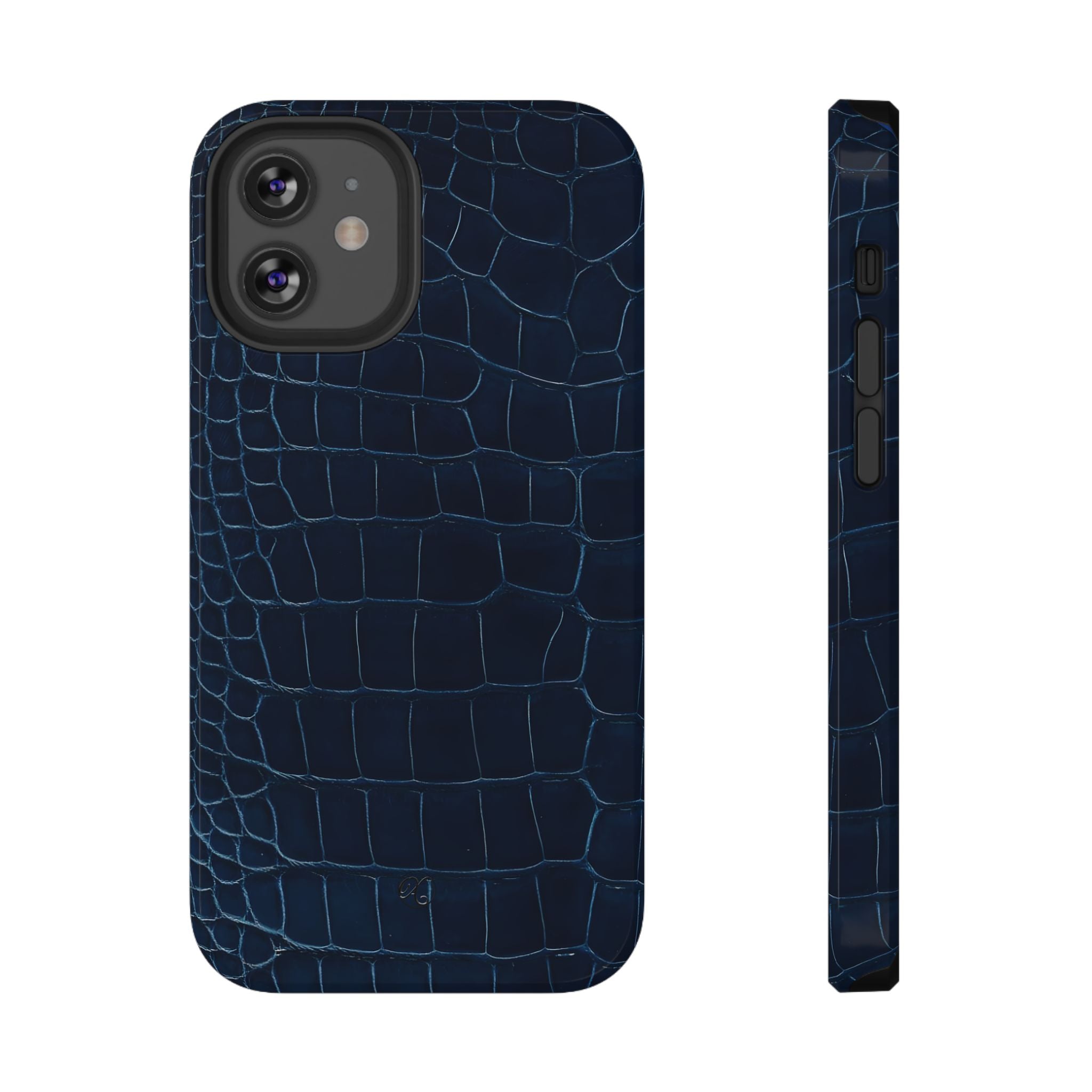 Croc-Embossed Impact-Resistant Phone Case – Navy Protective Cover