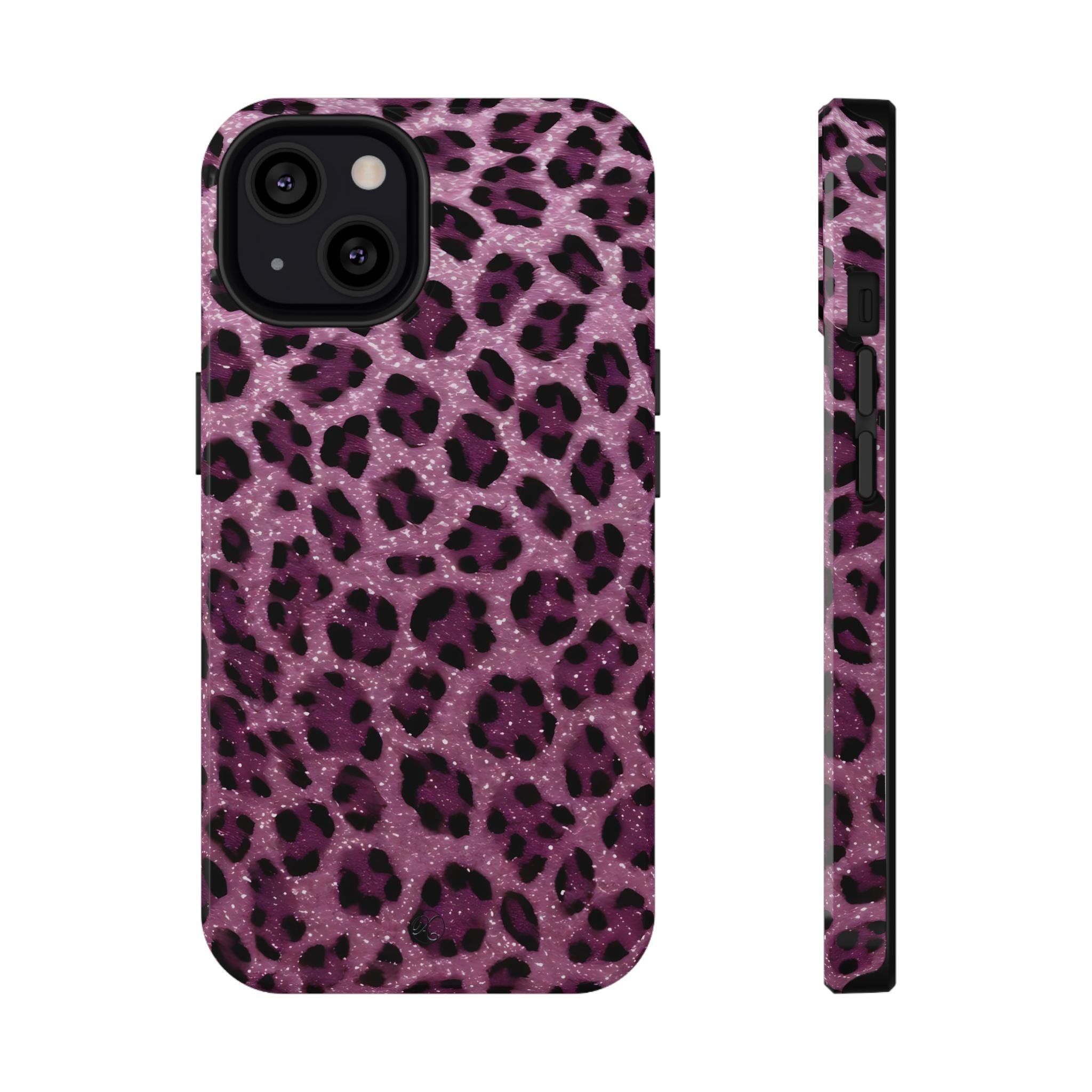 Pink Leopard Impact-Resistant Phone Case — Glitter Animal Print Protective Cover