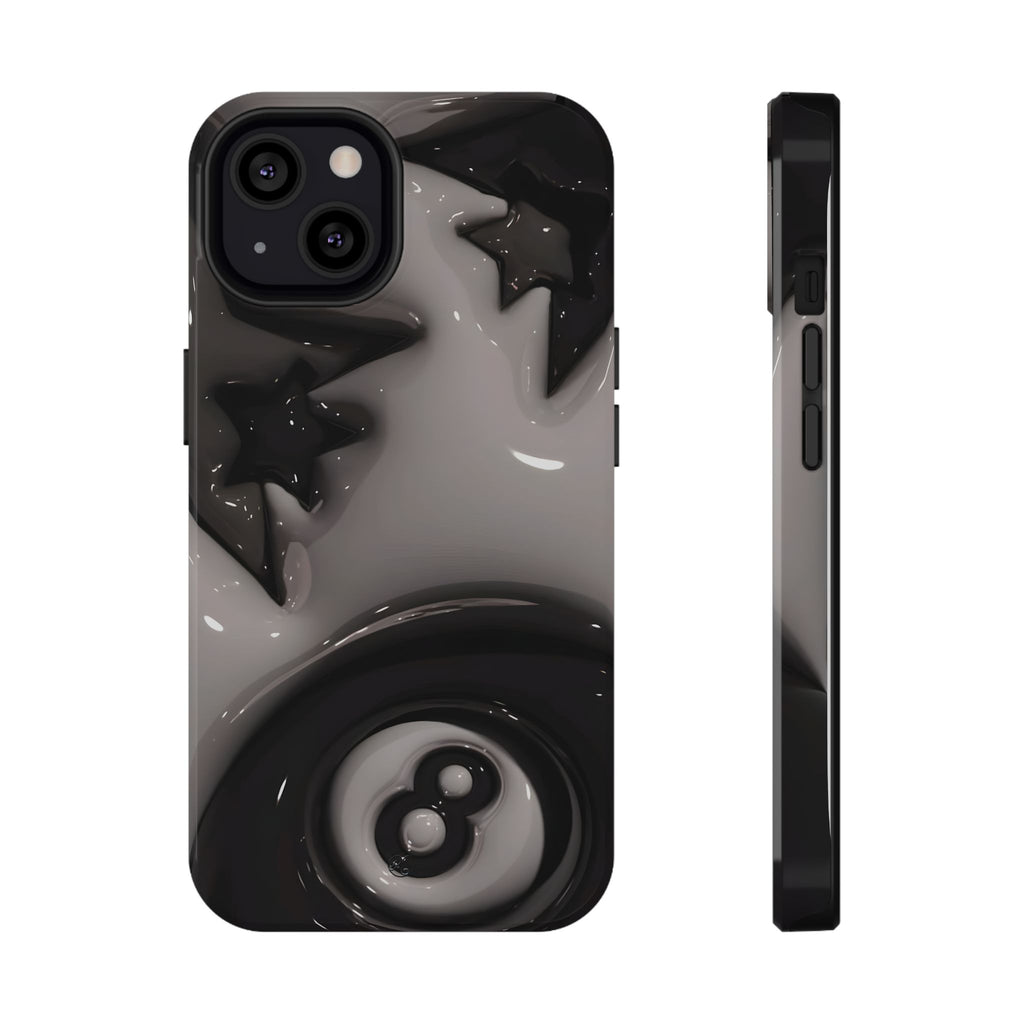 Black 8-Ball & Stars Impact-Resistant Phone Case — Protective iPhone Cover