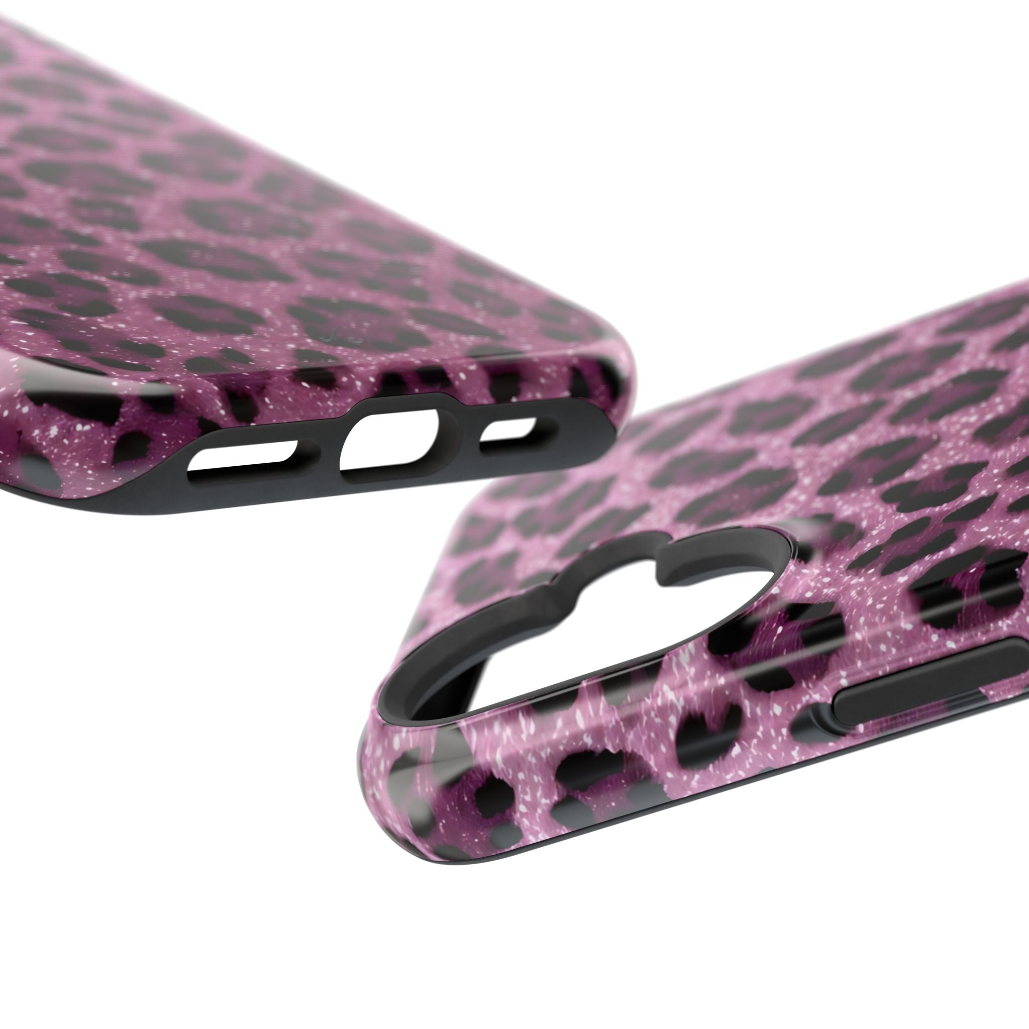 Pink Leopard Impact-Resistant Phone Case — Glitter Animal Print Protective Cover