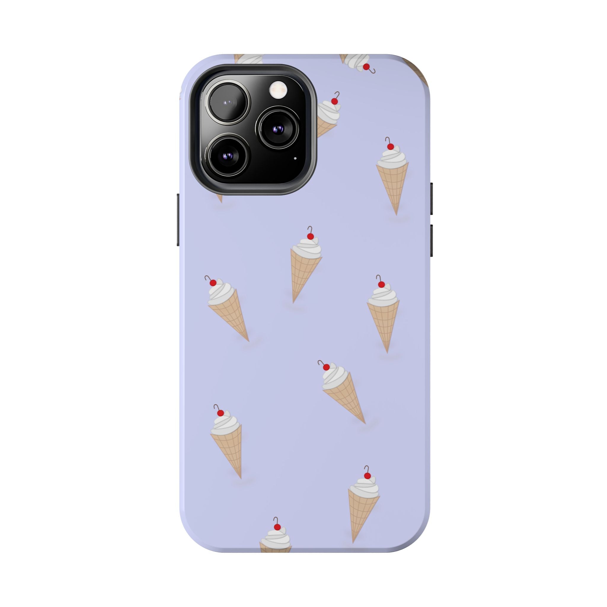 Ice Cream Cone Pattern Tough Phone Case — Pastel Lavender Protective Phone Cover