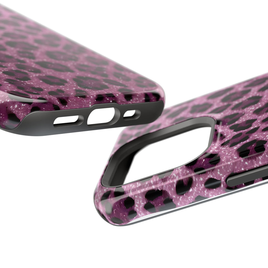 Pink Leopard Impact-Resistant Phone Case — Glitter Animal Print Protective Cover