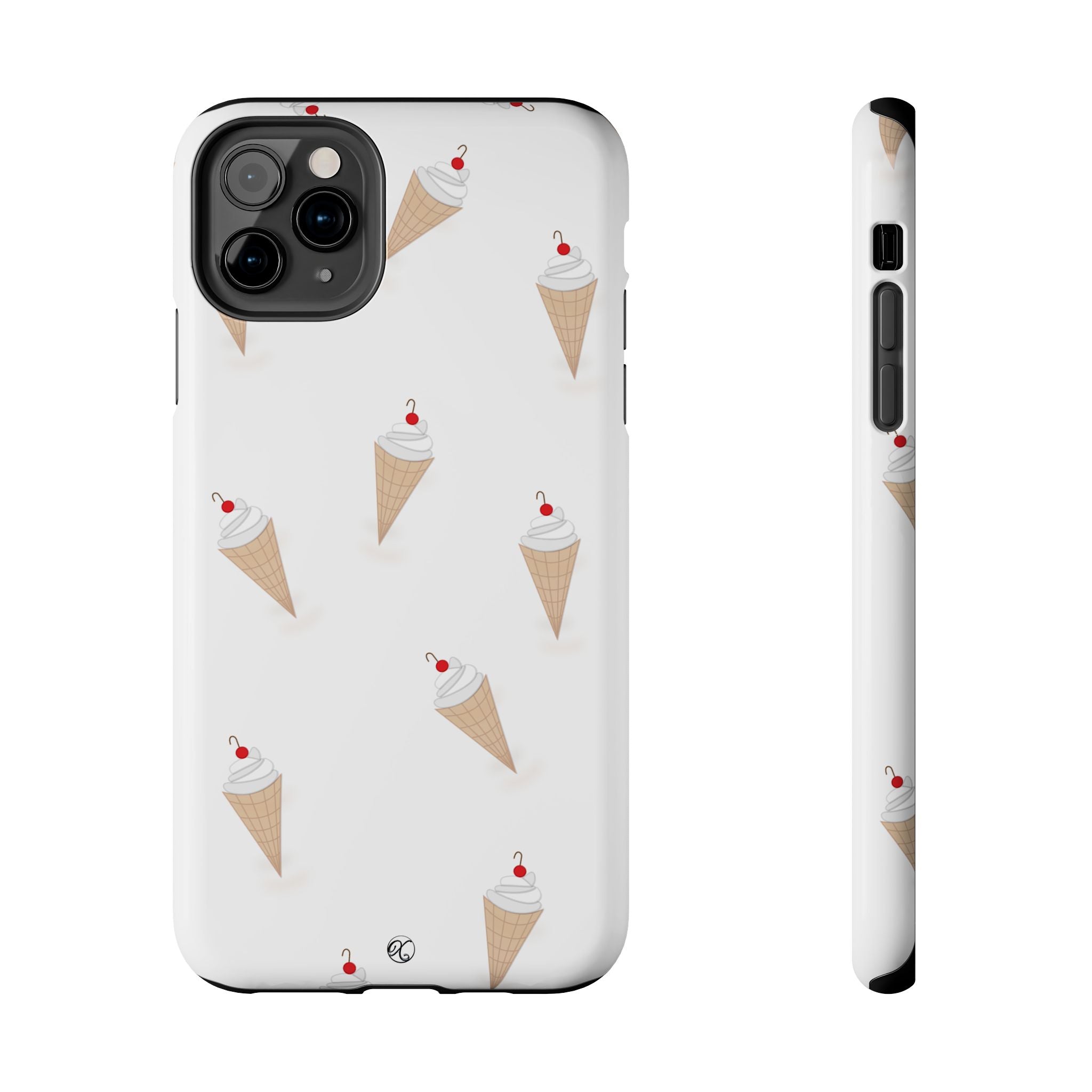 Ice Cream Cone Tough Phone Case — Cute Cherry Sundae Pattern Protective Phone Cover
