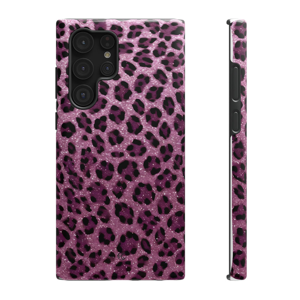 Pink Leopard Impact-Resistant Phone Case — Glitter Animal Print Protective Cover