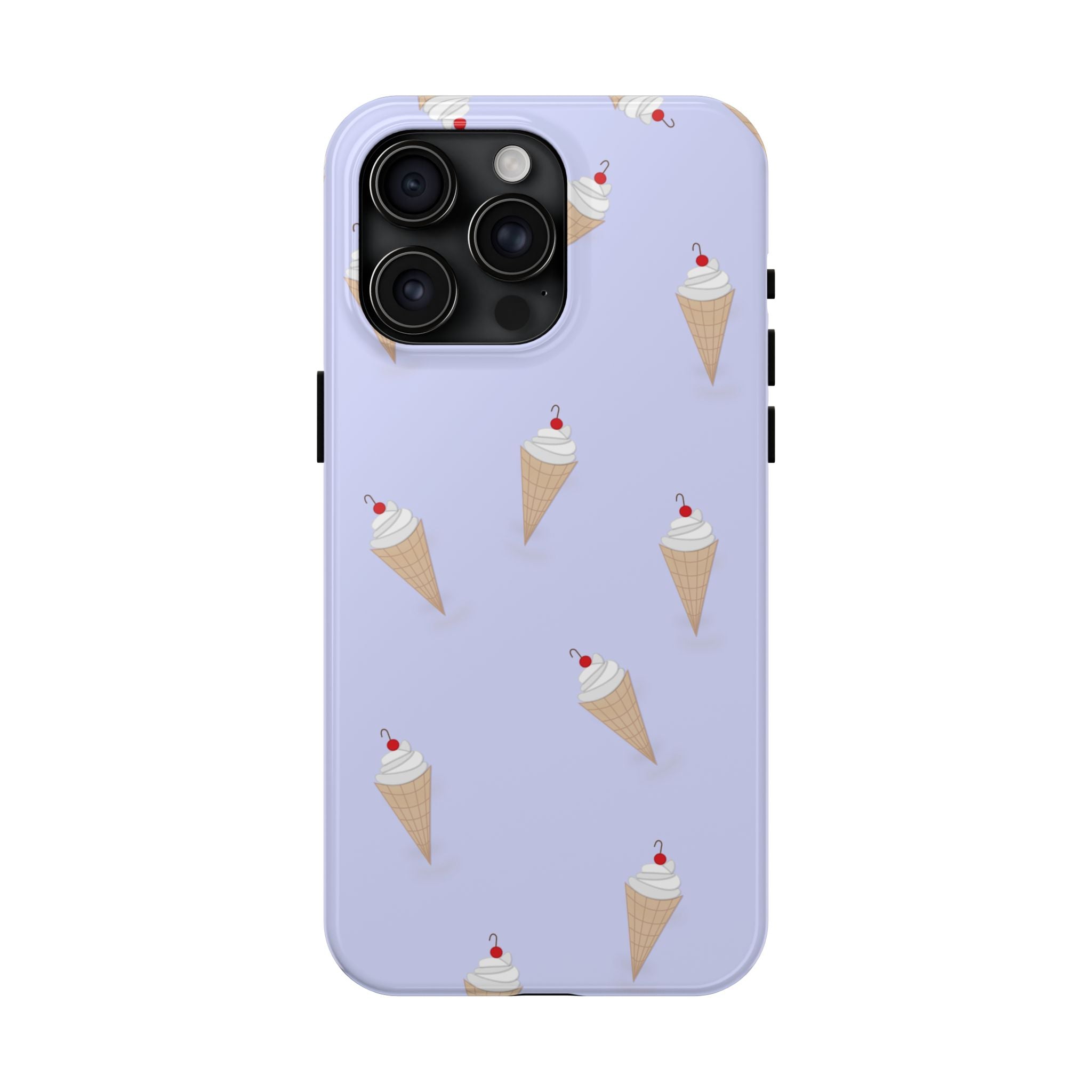 Ice Cream Cone Pattern Tough Phone Case — Pastel Lavender Protective Phone Cover