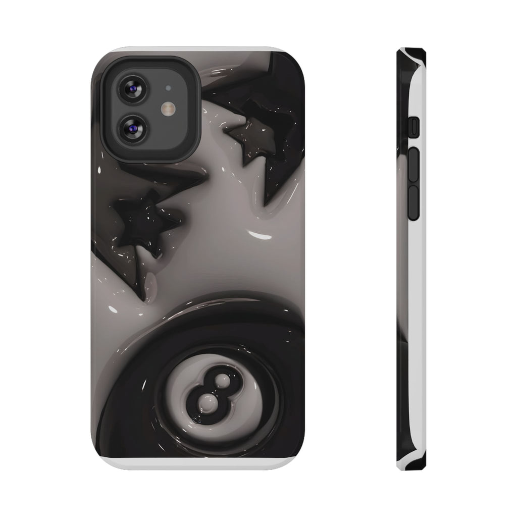 Black 8-Ball & Stars Impact-Resistant Phone Case — Protective iPhone Cover