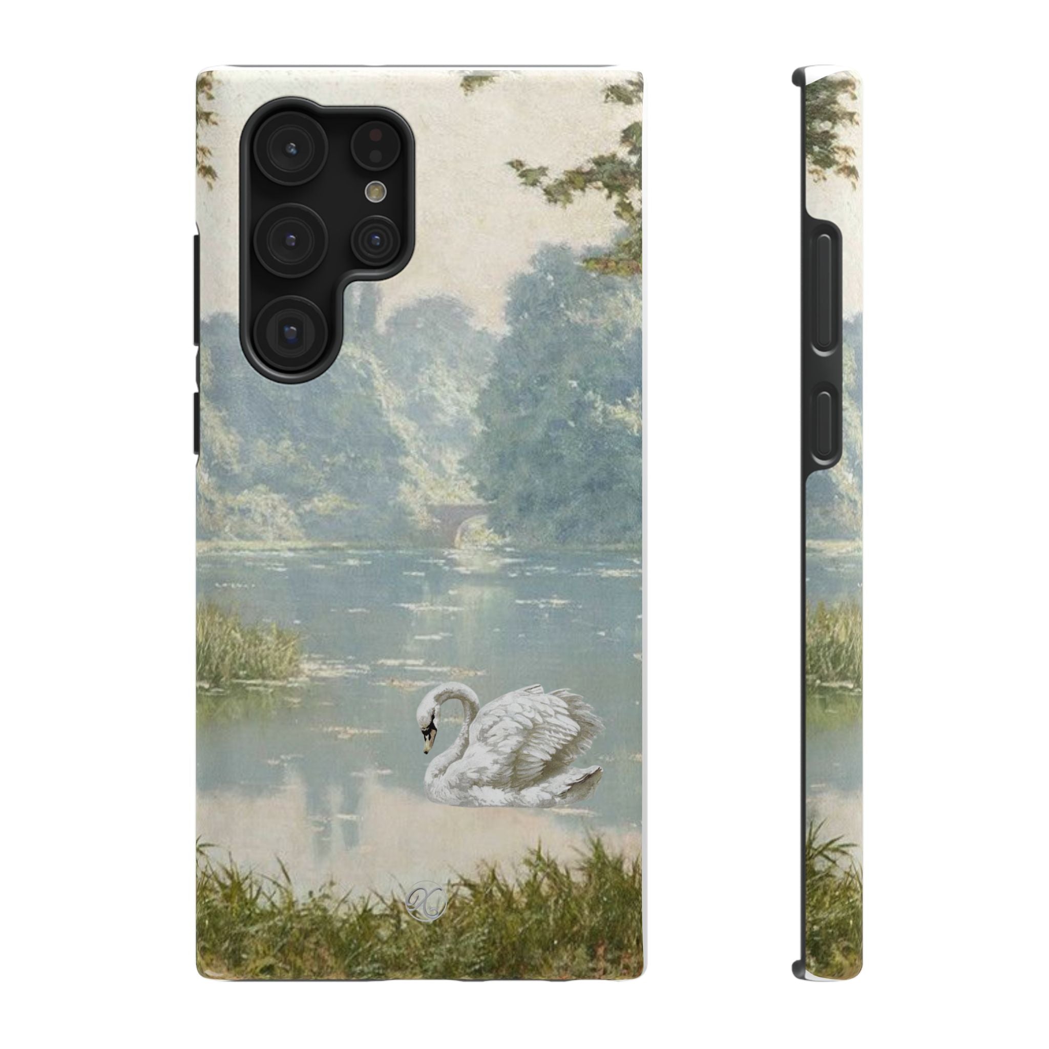 Swan Lake Impact-Resistant Phone Case — Vintage Watercolor Nature Design