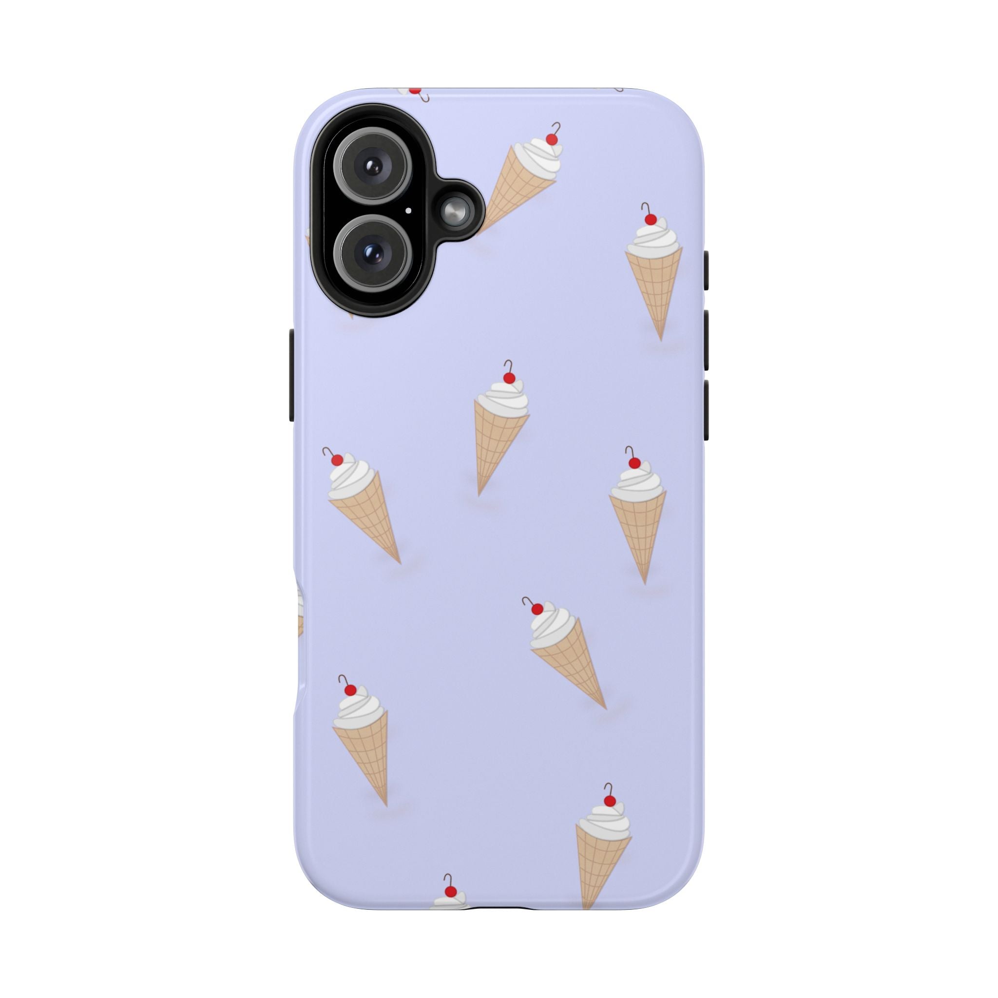 Ice Cream Cone Pattern Tough Phone Case — Pastel Lavender Protective Phone Cover
