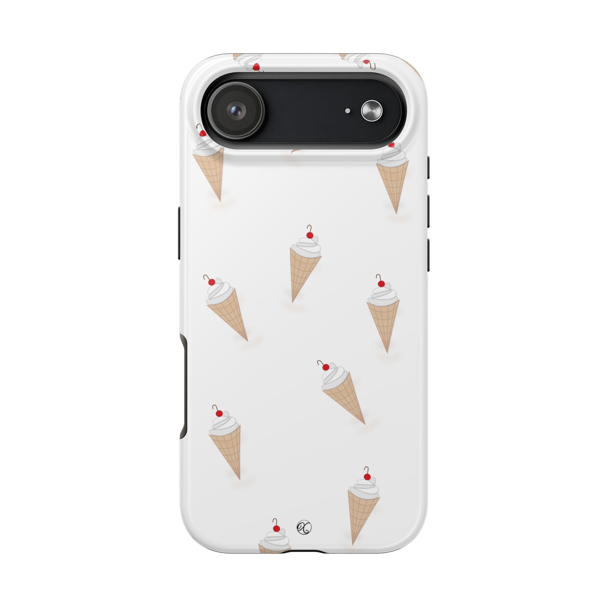 Ice Cream Cone Tough Phone Case — Cute Cherry Sundae Pattern Protective Phone Cover