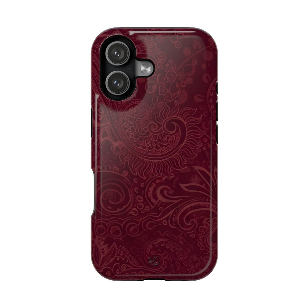 Burgundy Paisley Impact-Resistant Phone Case