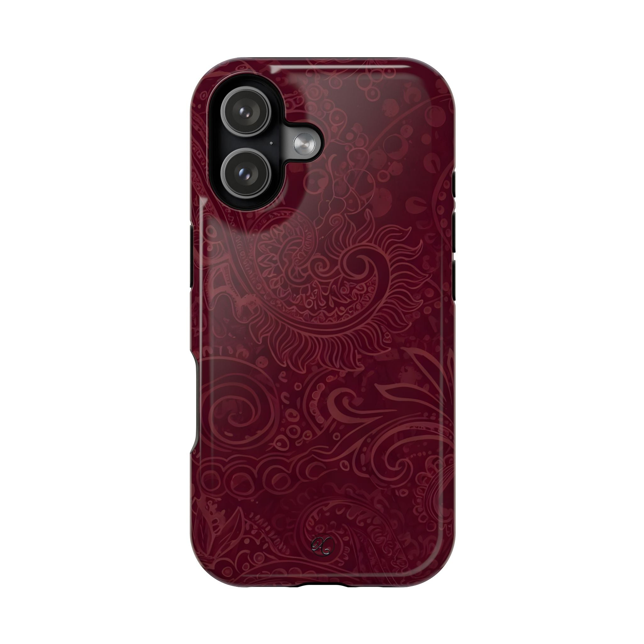 Burgundy Paisley Impact-Resistant Phone Case