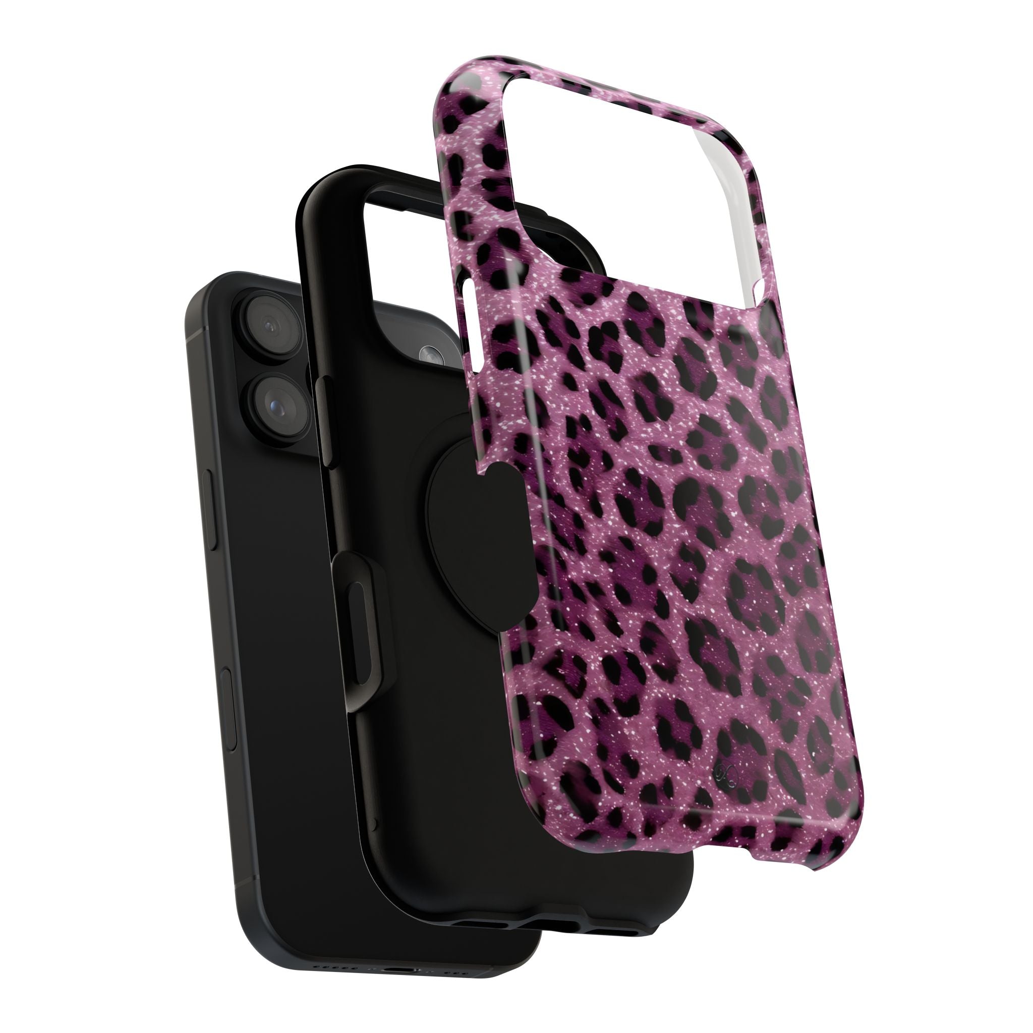 Pink Leopard Impact-Resistant Phone Case — Glitter Animal Print Protective Cover