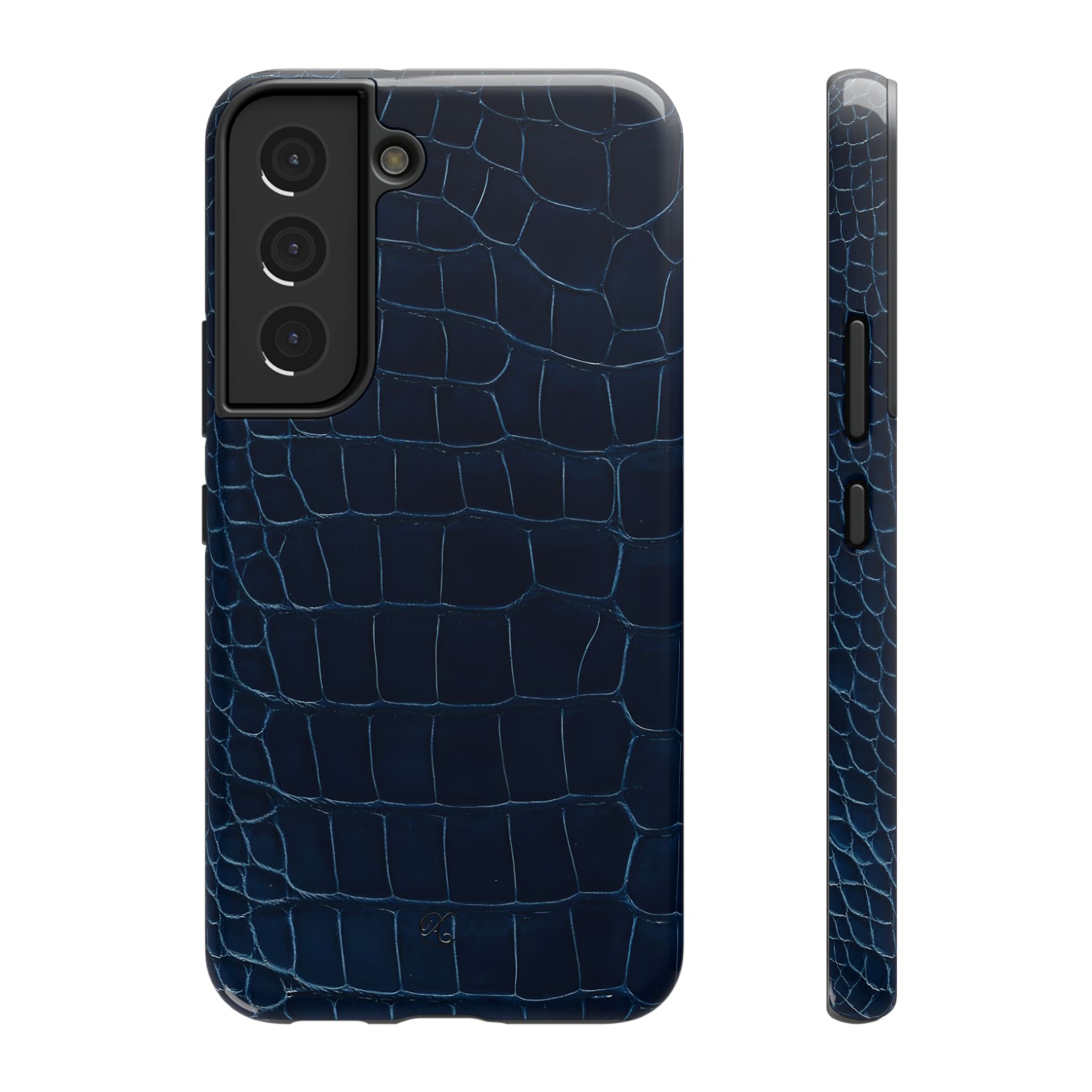 Croc-Embossed Impact-Resistant Phone Case – Navy Protective Cover
