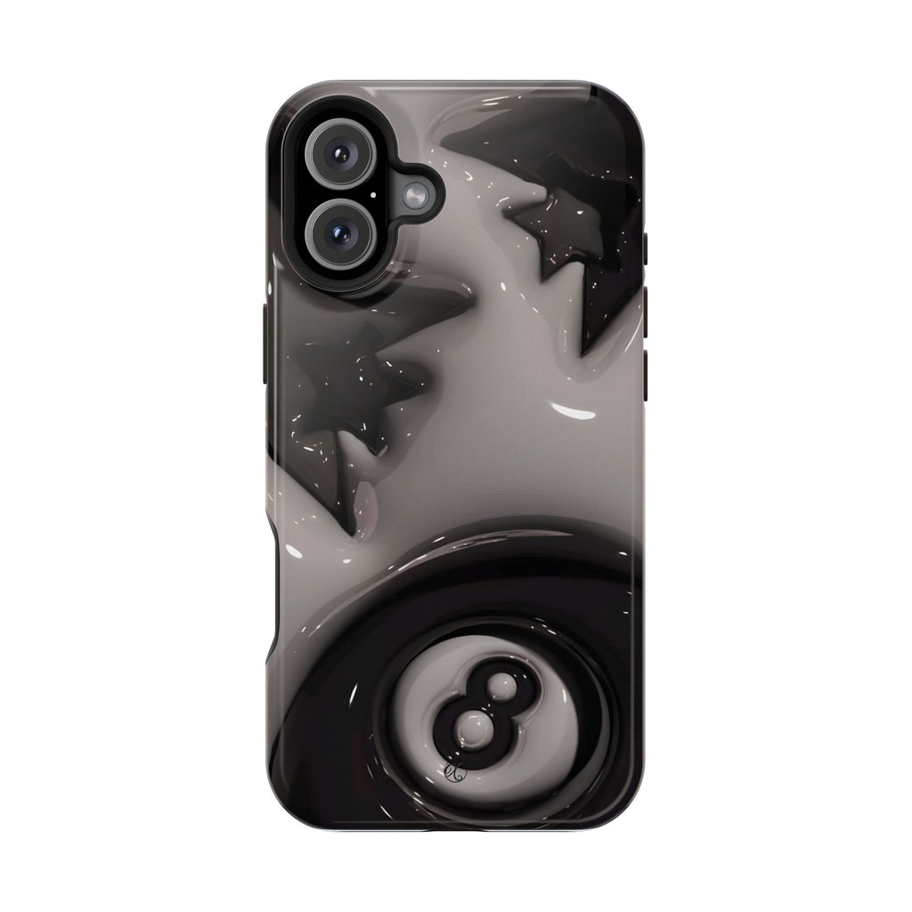 Black 8-Ball & Stars Impact-Resistant Phone Case — Protective iPhone Cover