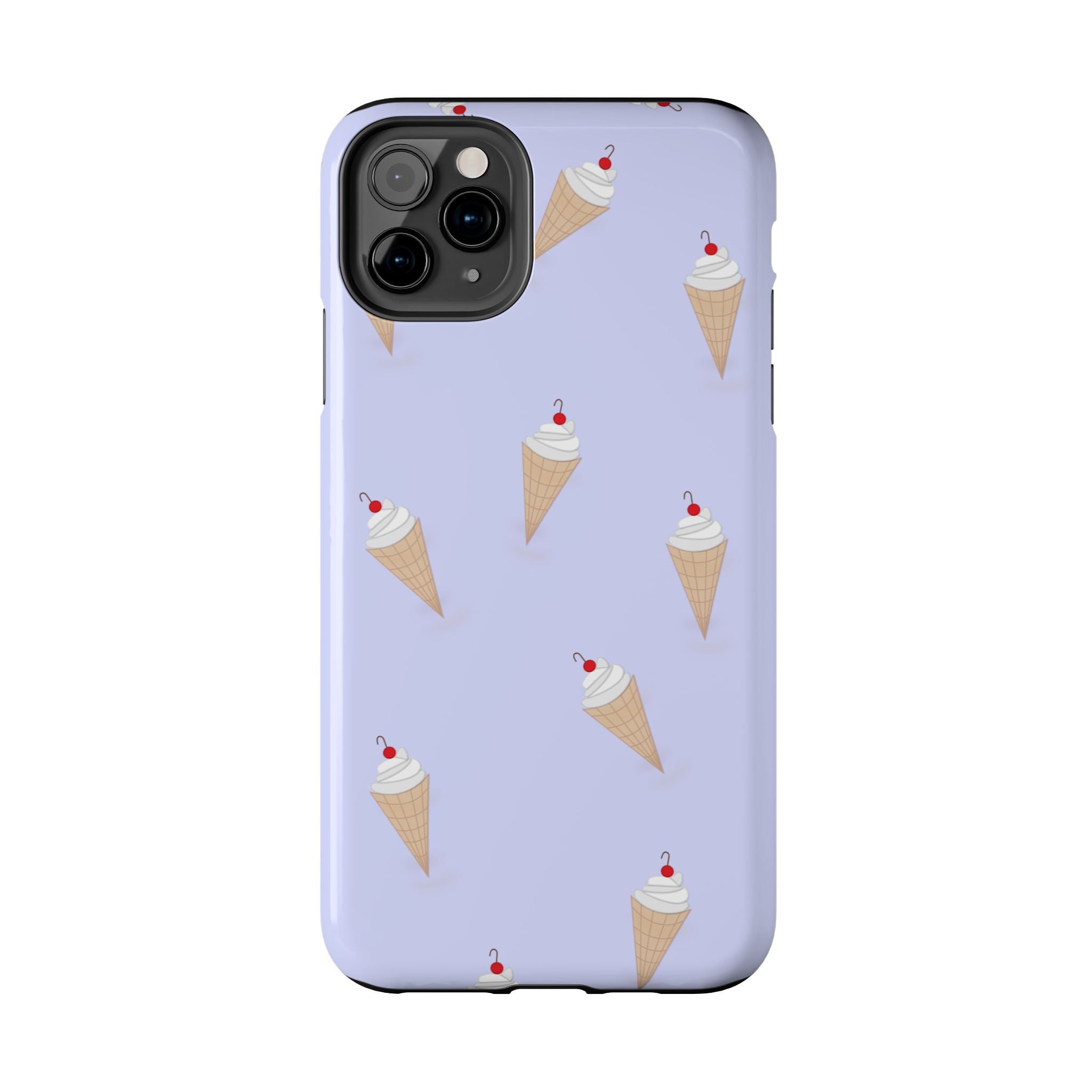 Ice Cream Cone Pattern Tough Phone Case — Pastel Lavender Protective Phone Cover
