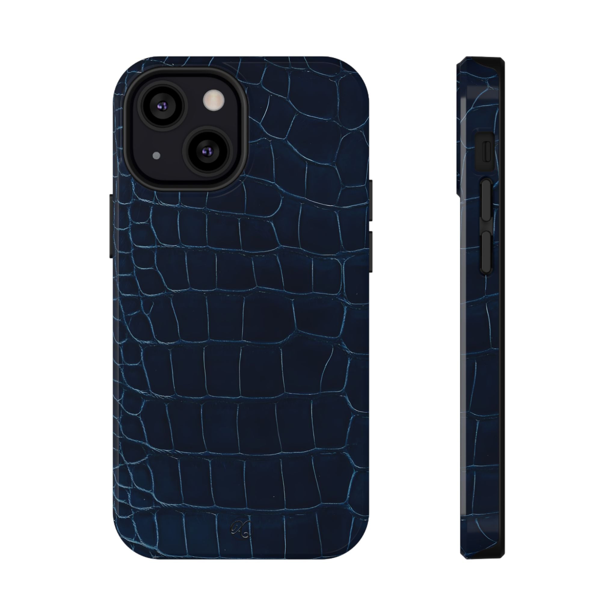 Croc-Embossed Impact-Resistant Phone Case – Navy Protective Cover